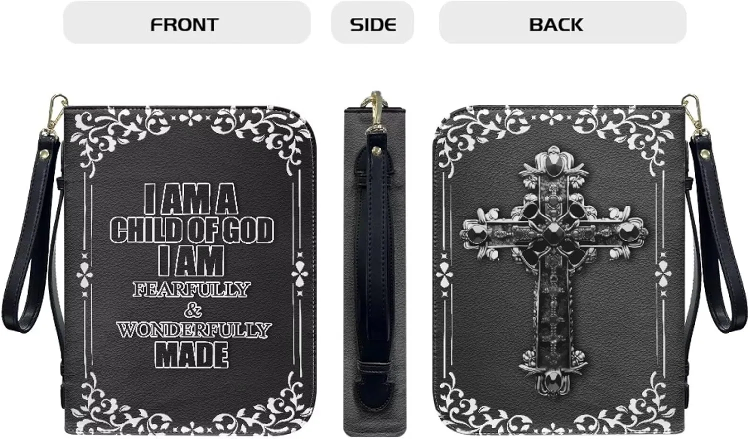 Bible Cover for Women Leather Carrying Book Case Church Bag for Bible Accessories with Handle and Ribbon