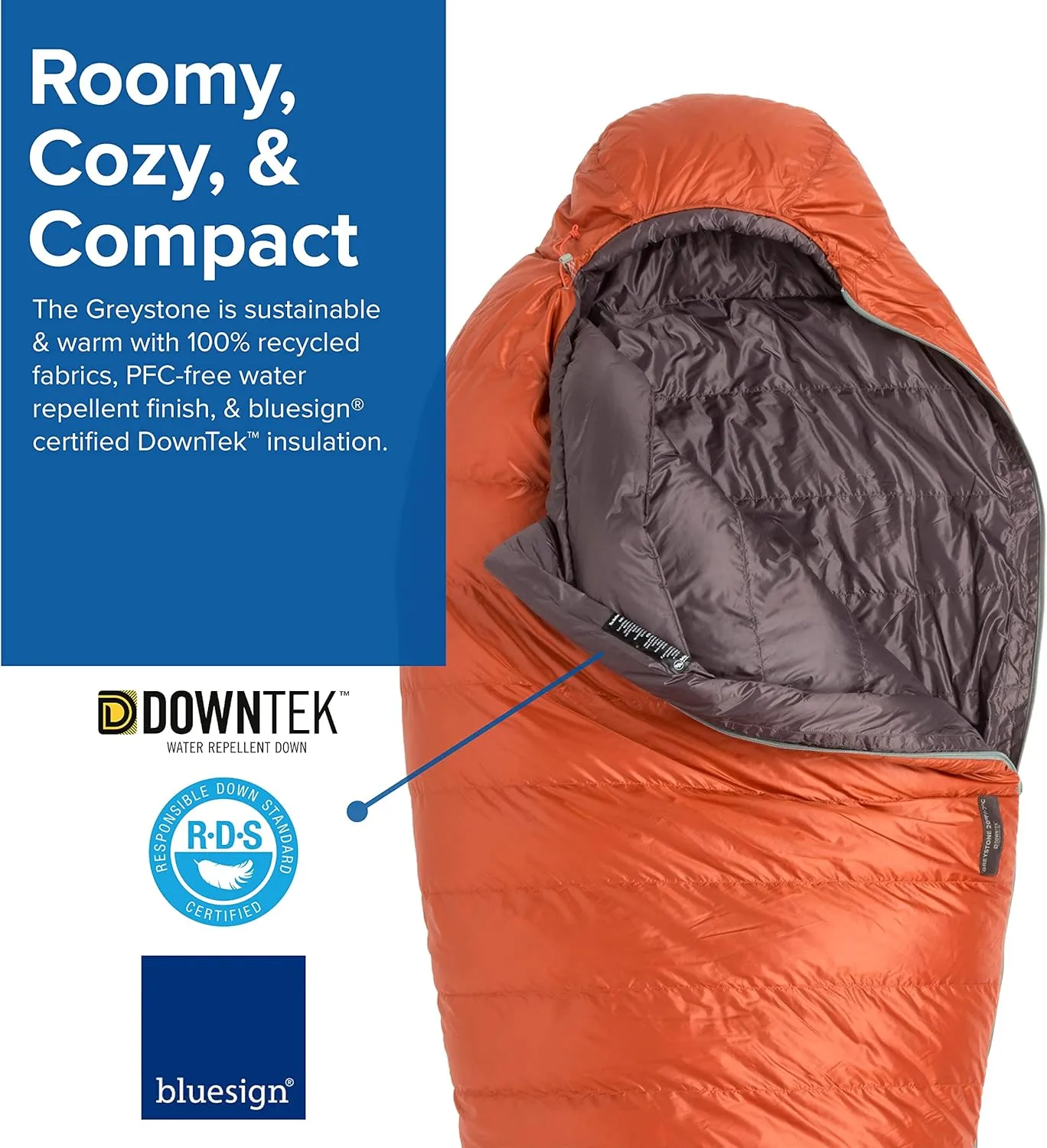 Big Agnes Greystone | 0-30 Degree 600 DownTek Fill Mummy Sleeping Bag