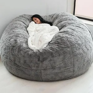 Big Huge Giant Bean Bag Chair for Adults,Bean Bag Chairs in Multiple Sizes and Colors Giant Foam-Filled Furniture - Machine Washable Covers, Double Stitched Seams (Gray, 4FT)
