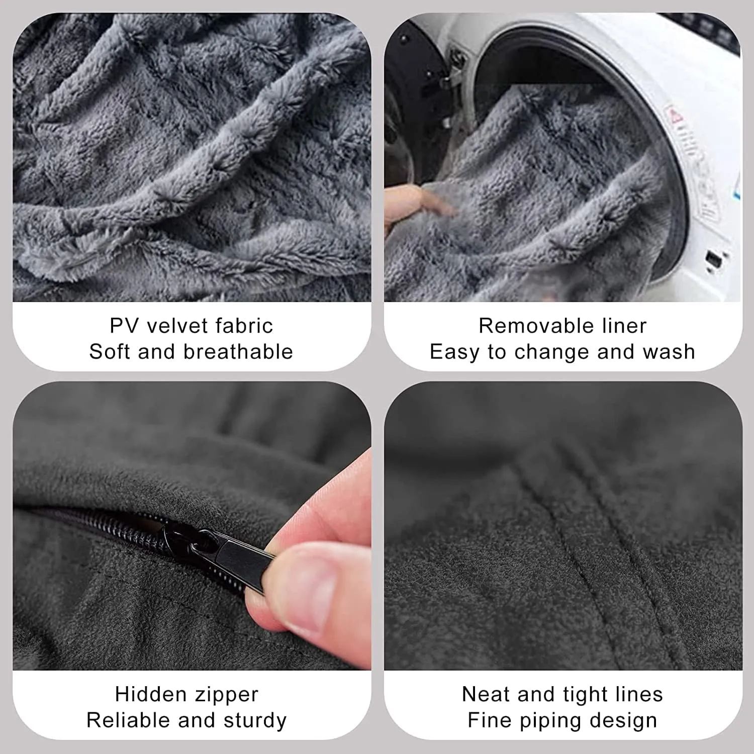 Big Huge Giant Bean Bag Chair for Adults,Bean Bag Chairs in Multiple Sizes and Colors Giant Foam-Filled Furniture - Machine Washable Covers, Double Stitched Seams (Gray, 4FT)