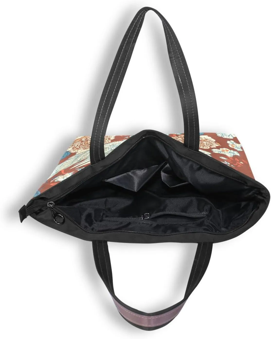 Bird and Flower Tote Bags for Women Purses and Ladies Work Handbags Large 2 Size Shoulder Bags with Zipper Pockets