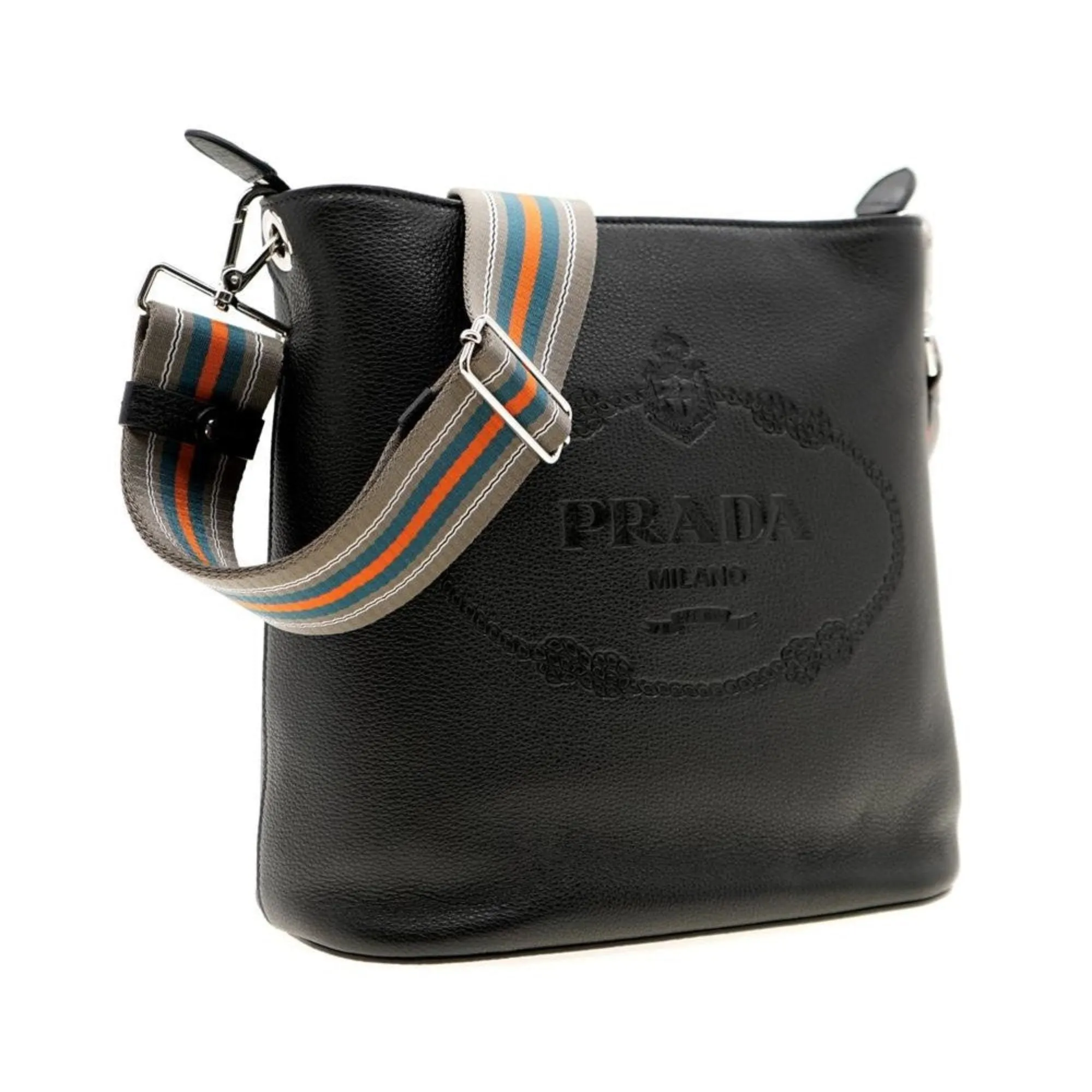 Black Bag Strap Vitello Crossbody Wide selection Phenix Prada Leather Web Robust Bucket