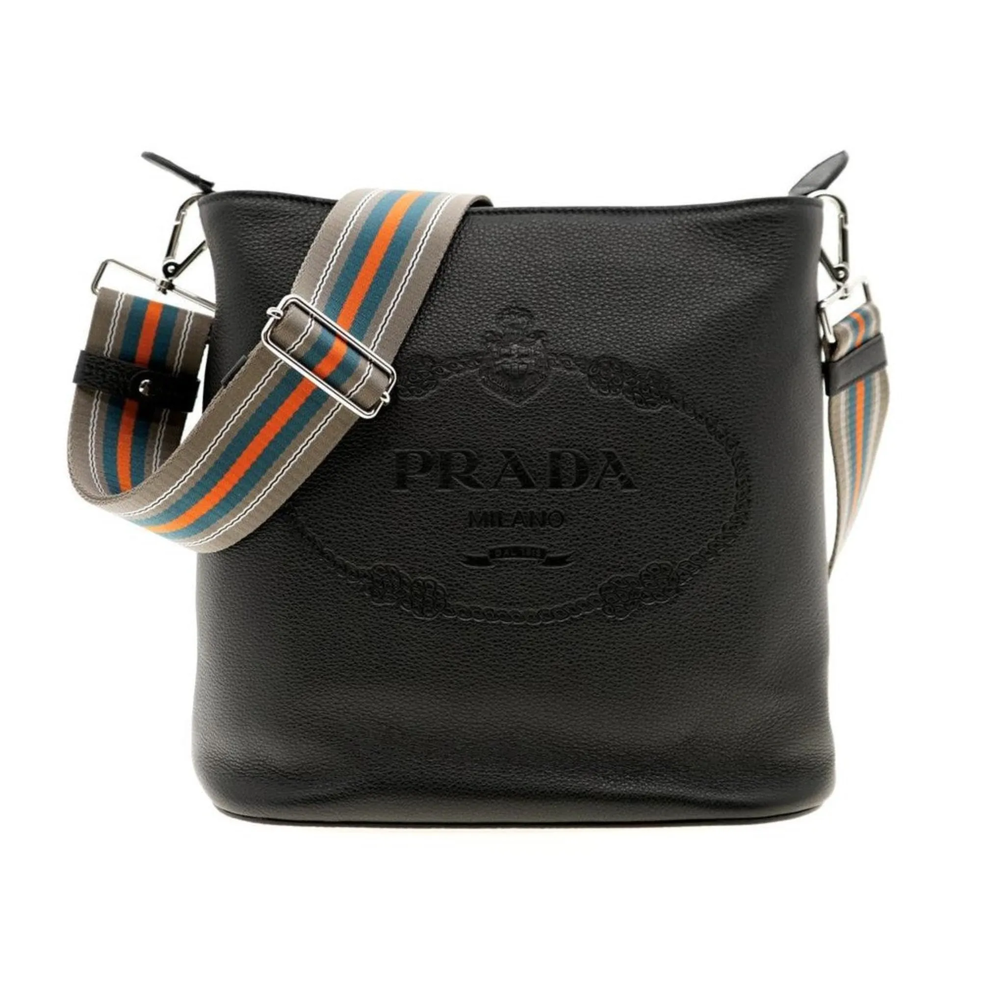 Black Bag Strap Vitello Crossbody Wide selection Phenix Prada Leather Web Robust Bucket