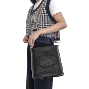 Black Bag Strap Vitello Crossbody Wide selection Phenix Prada Leather Web Robust Bucket