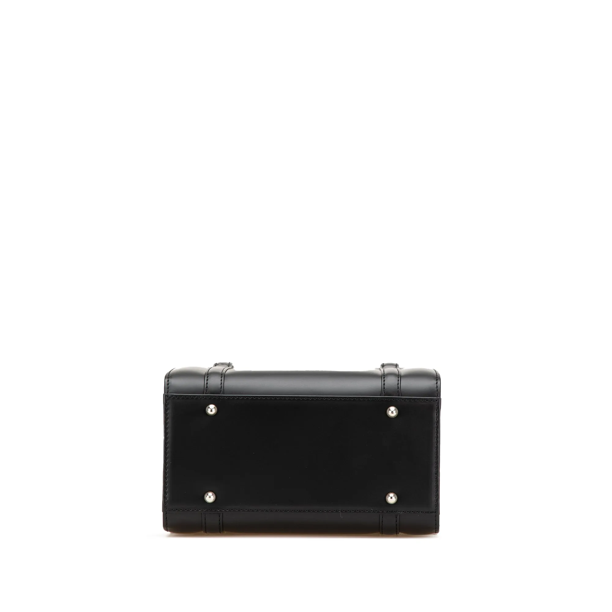 Black Burberry House Check Canvas Trimmed Leather Handbag