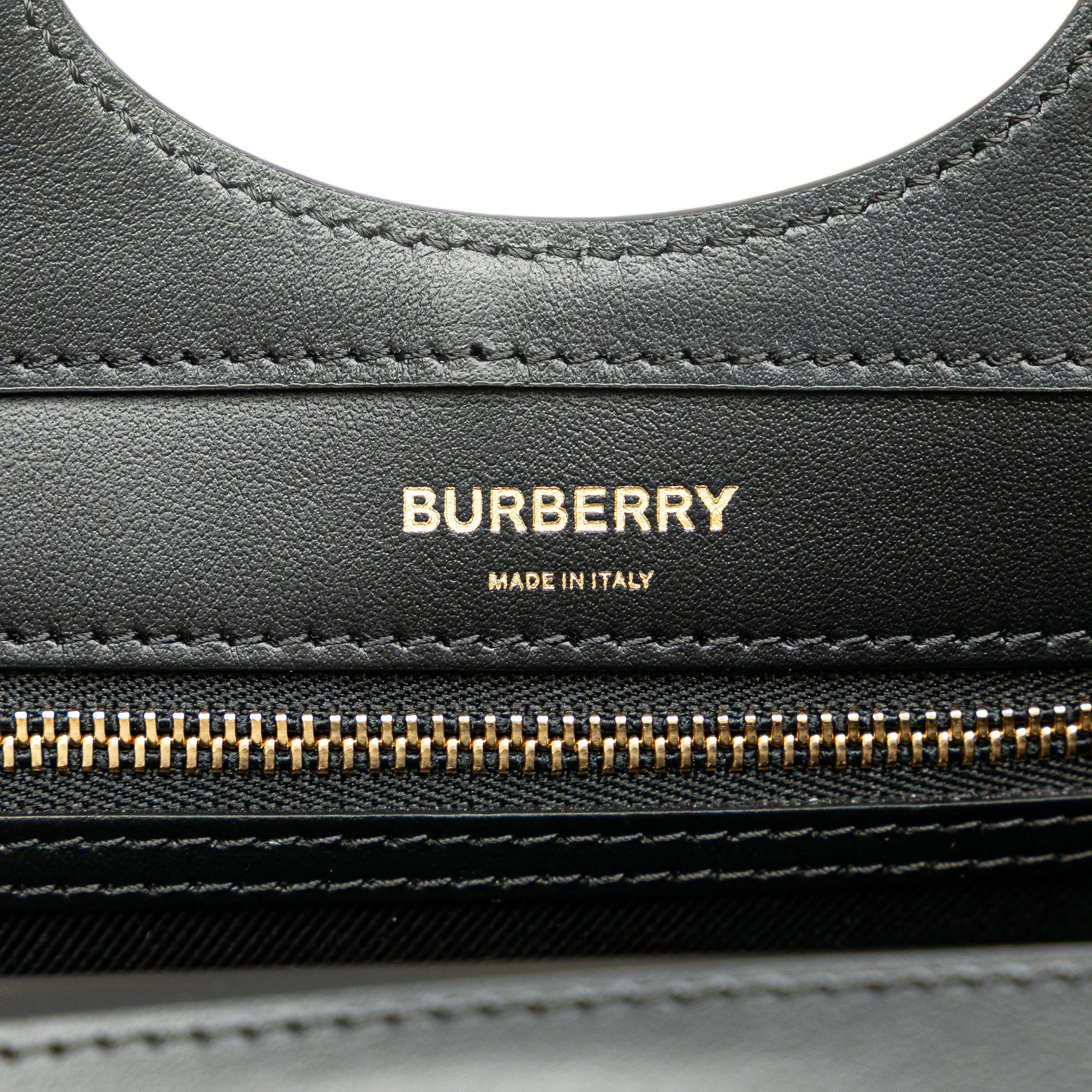 Black Burberry Mini Plaid Canvas Pocket Satchel
