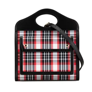 Black Burberry Mini Plaid Canvas Pocket Satchel