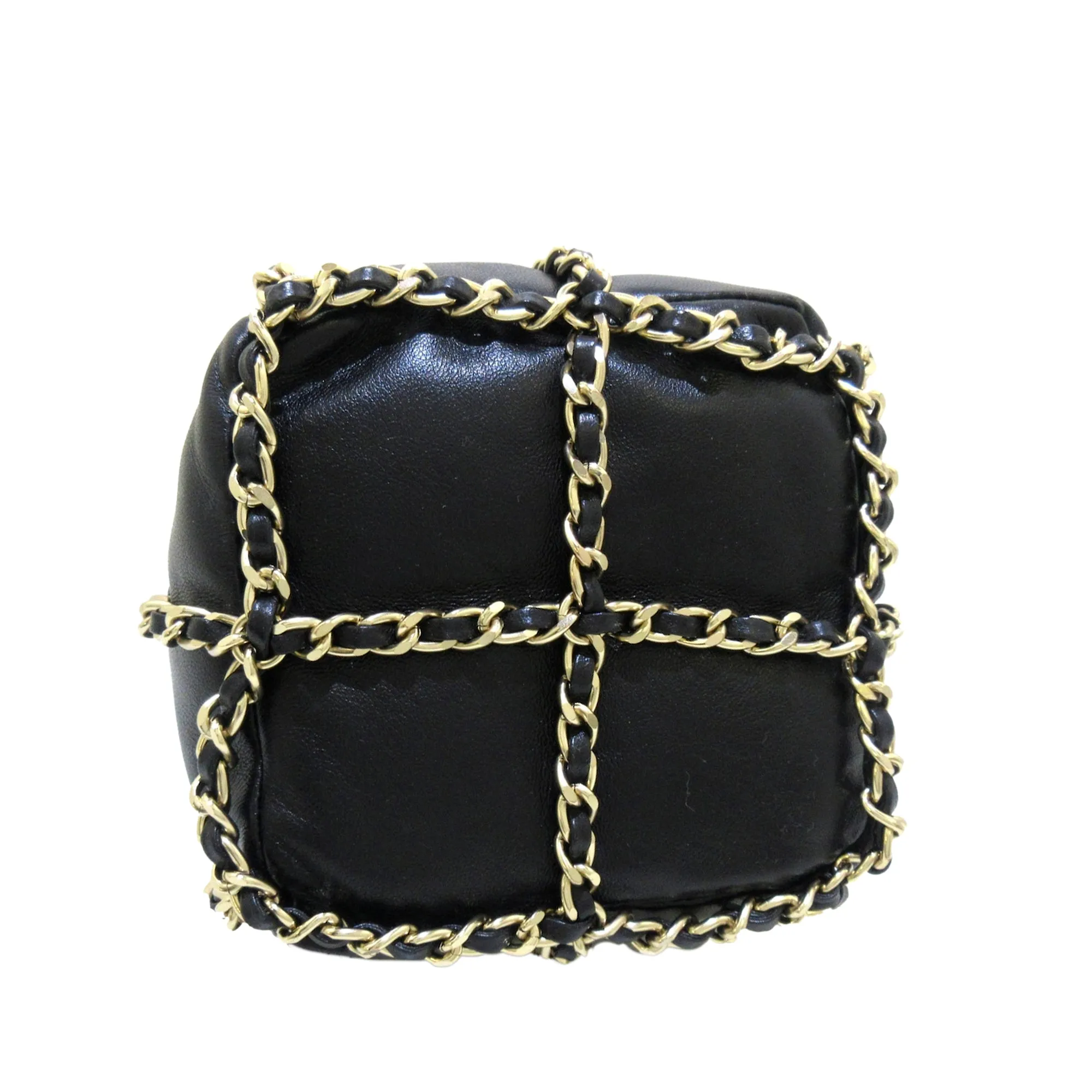 Black Chanel CC Chain Lambskin Leather Bucket Bag