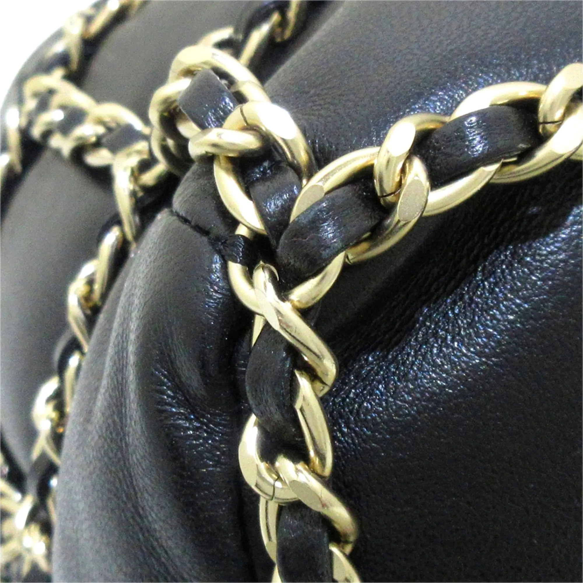 Black Chanel CC Chain Lambskin Leather Bucket Bag