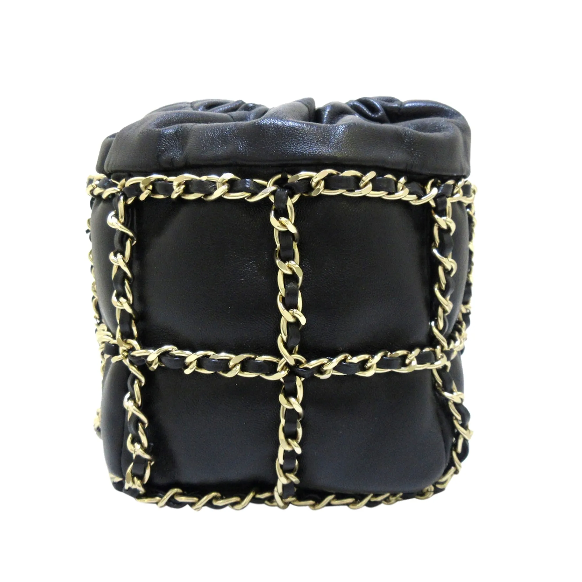 Black Chanel CC Chain Lambskin Leather Bucket Bag