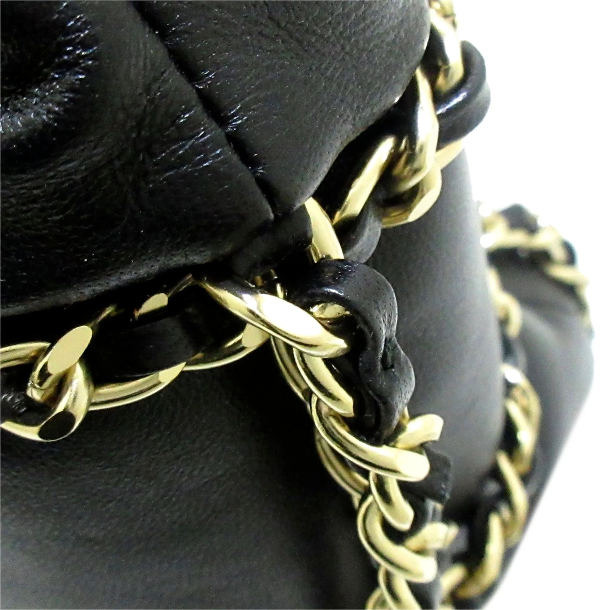 Black Chanel CC Chain Lambskin Leather Bucket Bag