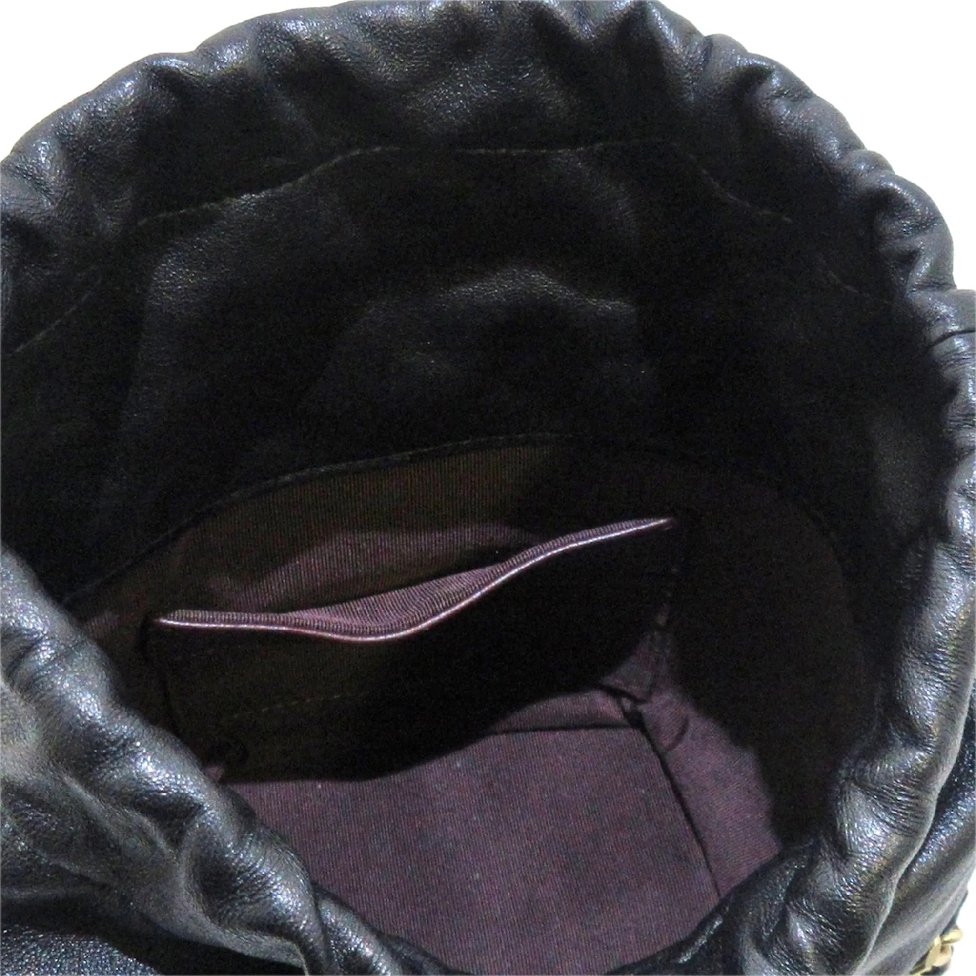 Black Chanel CC Chain Lambskin Leather Bucket Bag