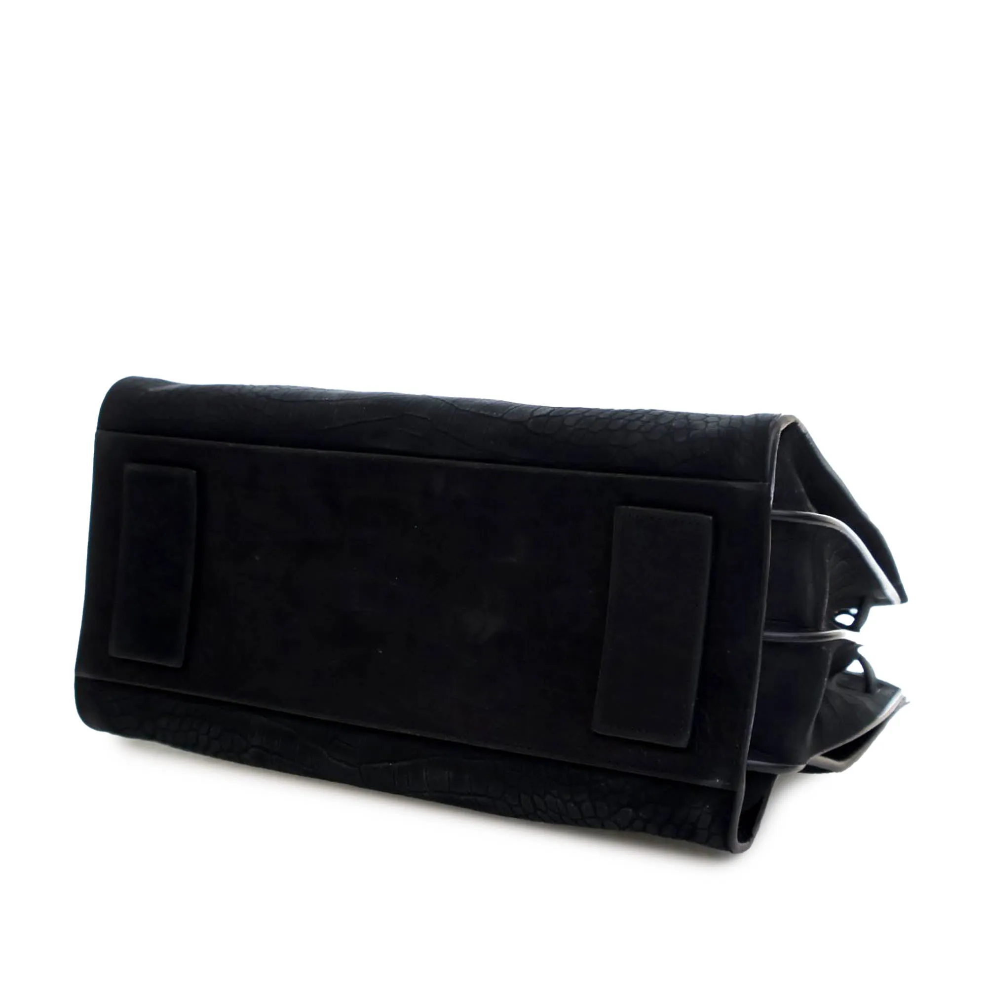 Black Saint Laurent Small Croc Embossed Suede Sac De Jour Satchel