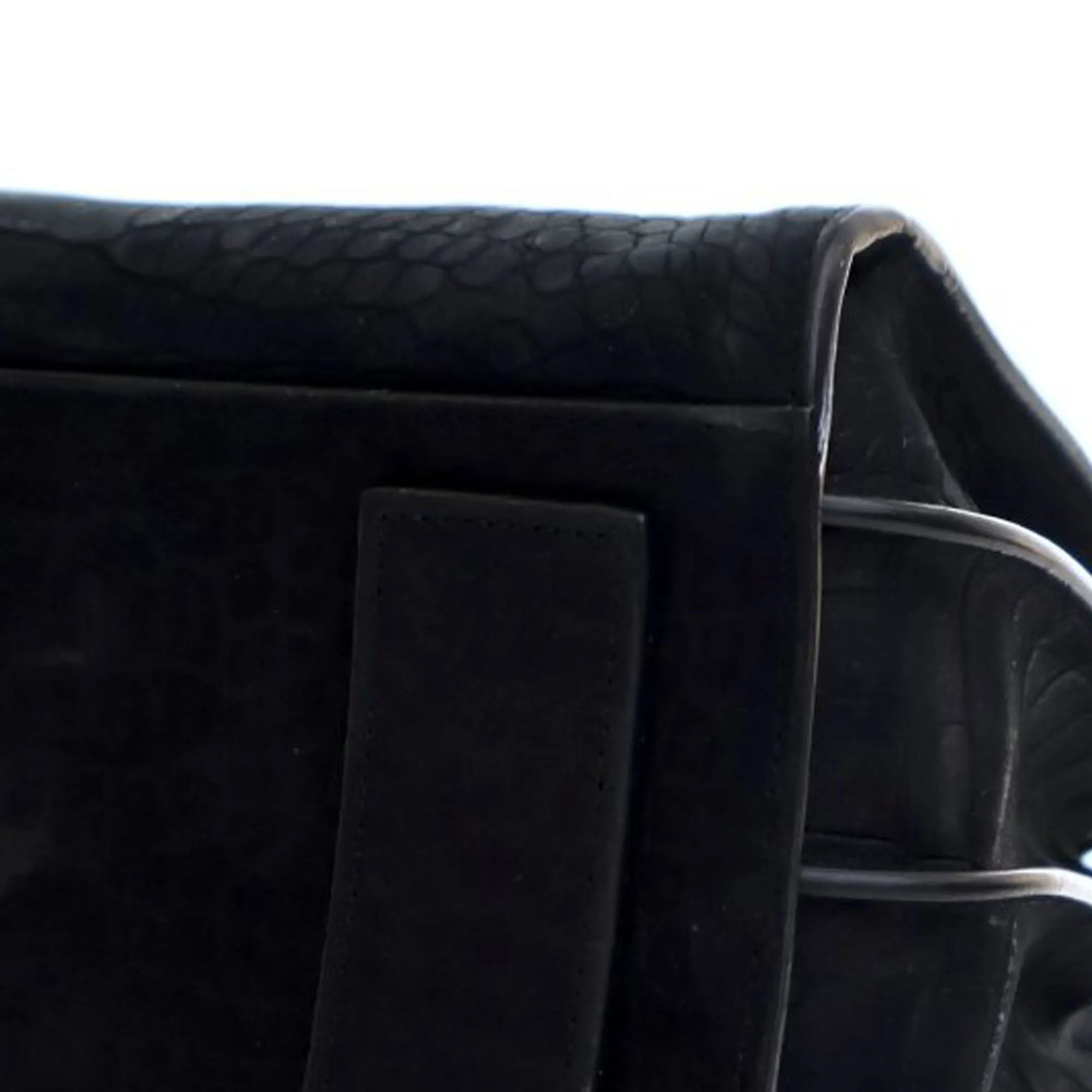 Black Saint Laurent Small Croc Embossed Suede Sac De Jour Satchel
