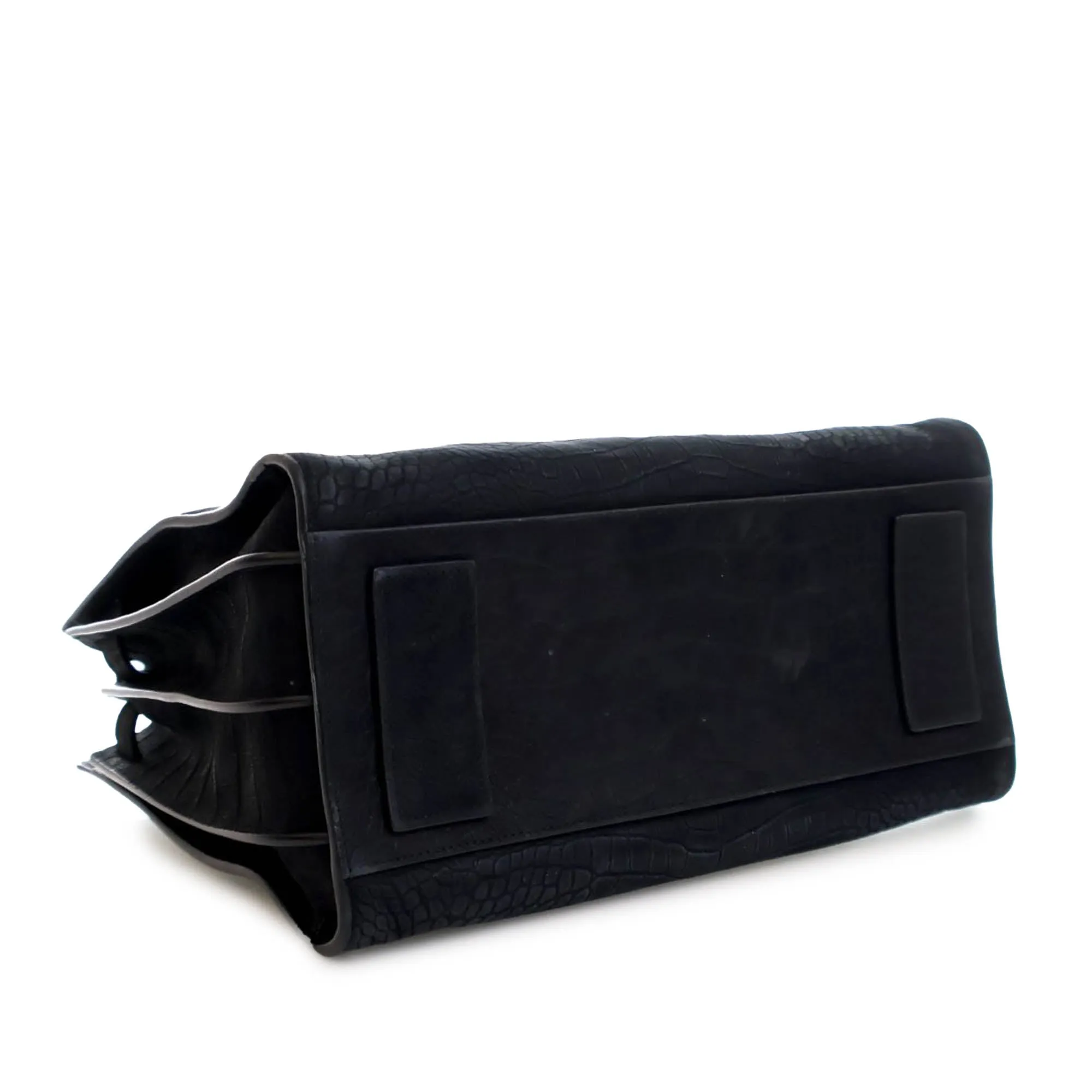 Black Saint Laurent Small Croc Embossed Suede Sac De Jour Satchel