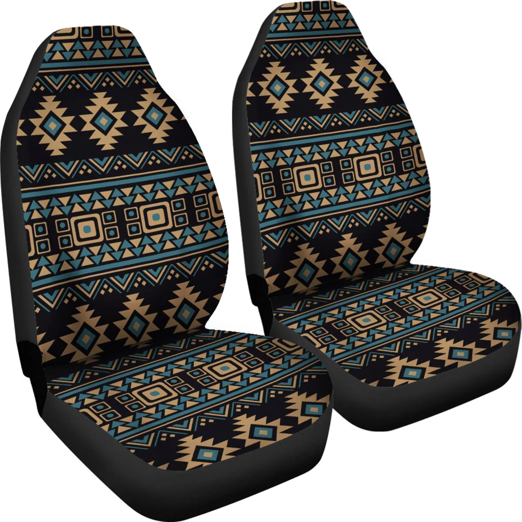 Black, Tan and Turquoise Tribal, Ethnic, Aztec Car Seat Covers Set