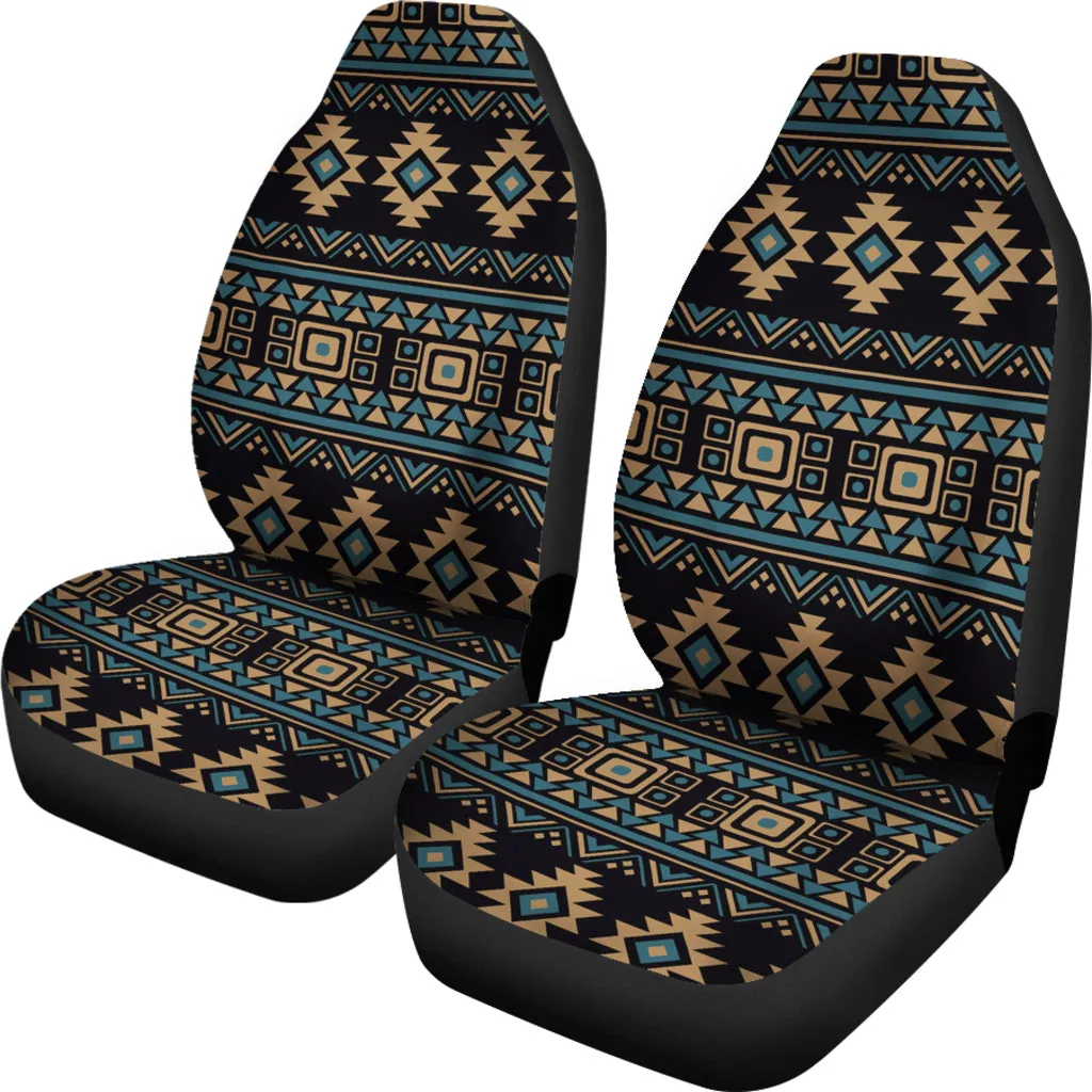 Black, Tan and Turquoise Tribal, Ethnic, Aztec Car Seat Covers Set