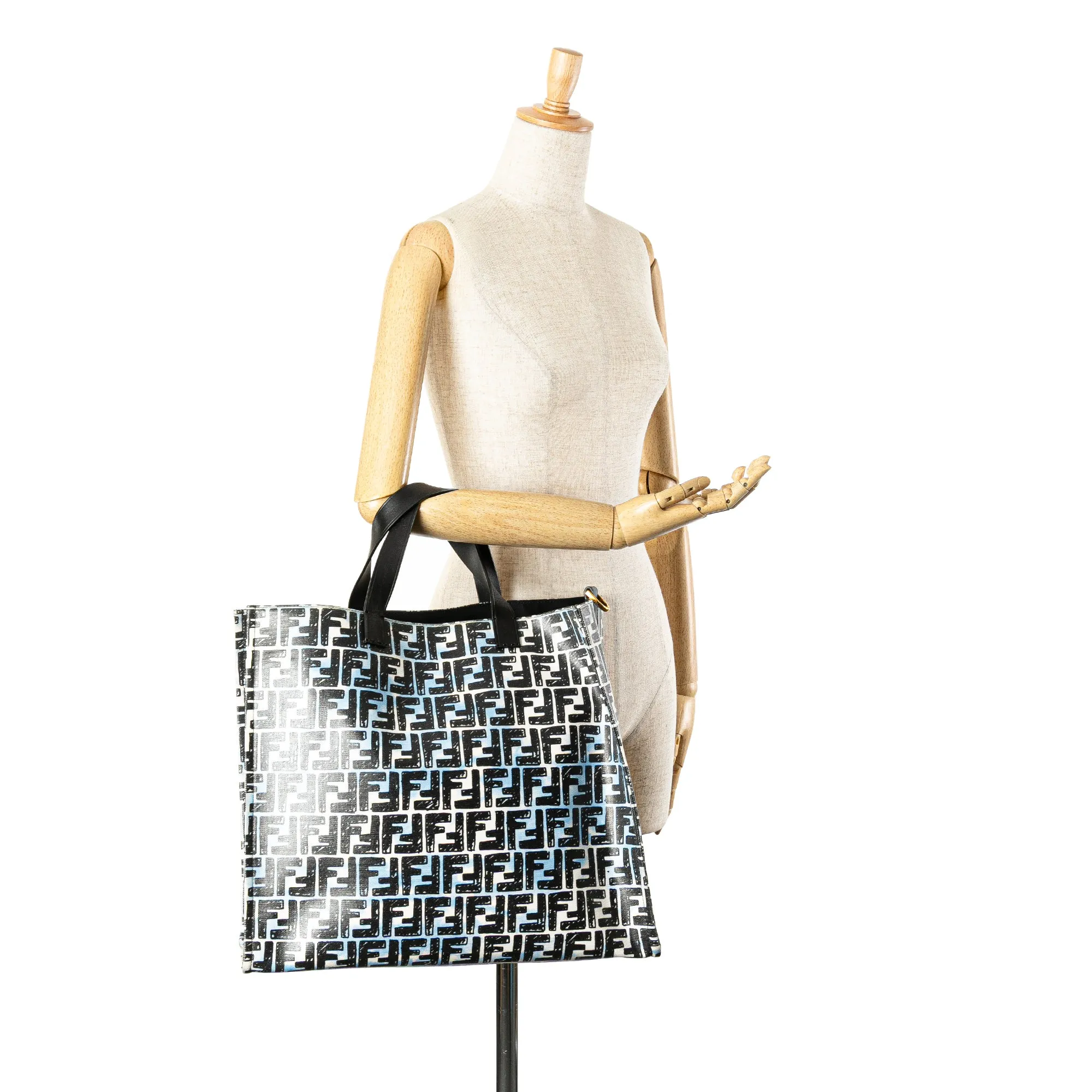 Blue Fendi Joshua Vides Zucca Coated Canvas Cloudy Shopper Satchel