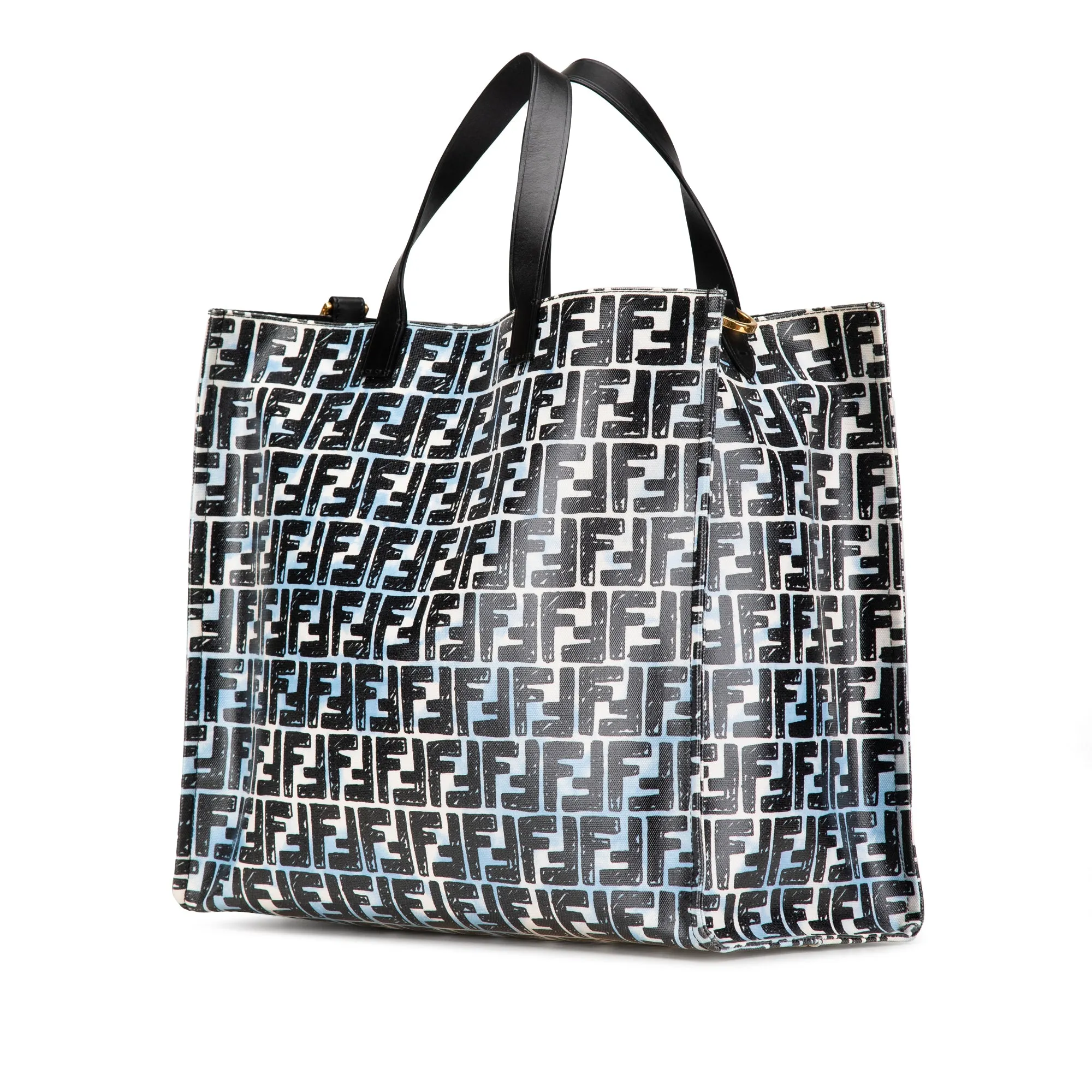 Blue Fendi Joshua Vides Zucca Coated Canvas Cloudy Shopper Satchel