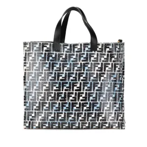 Blue Fendi Joshua Vides Zucca Coated Canvas Cloudy Shopper Satchel
