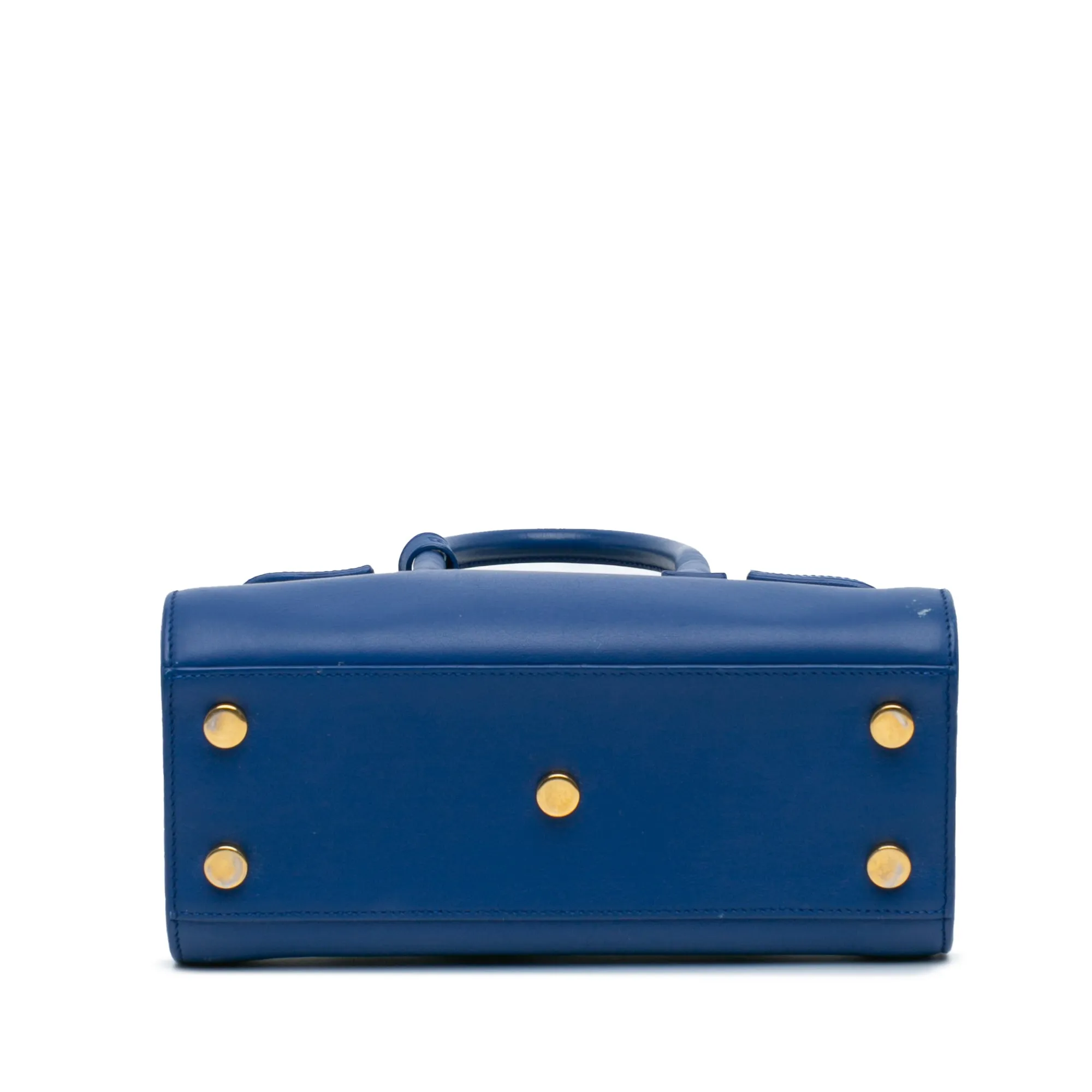 Blue Saint Laurent Nano Leather Sac De Jour Satchel