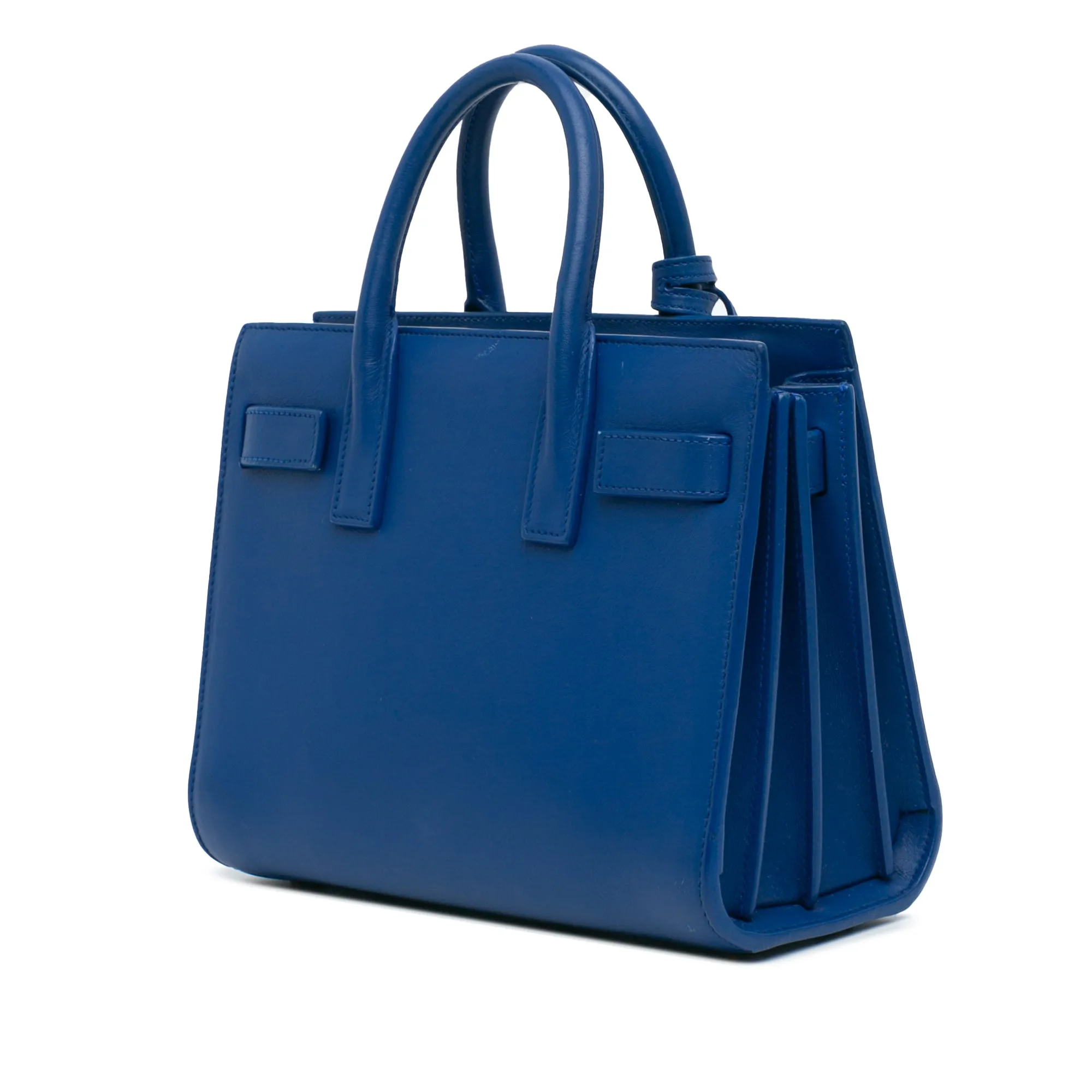 Blue Saint Laurent Nano Leather Sac De Jour Satchel