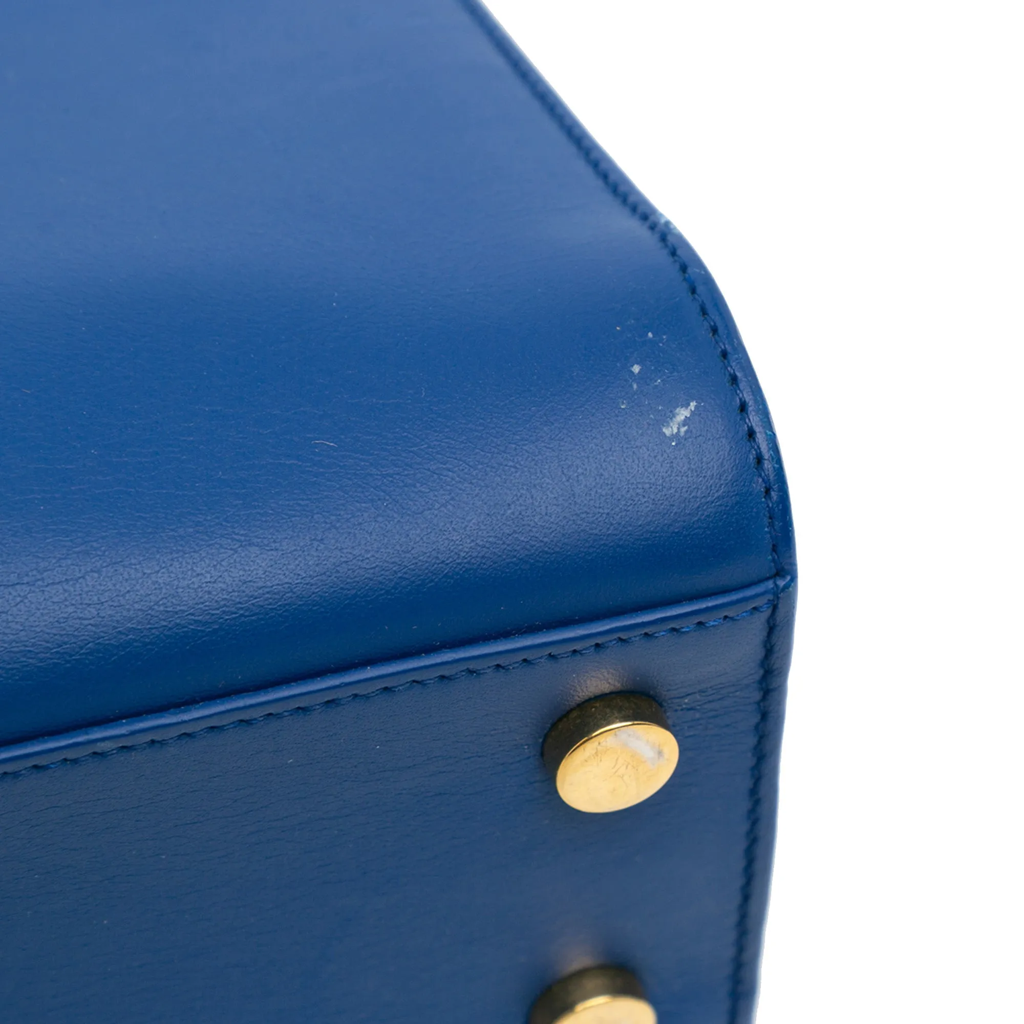 Blue Saint Laurent Nano Leather Sac De Jour Satchel