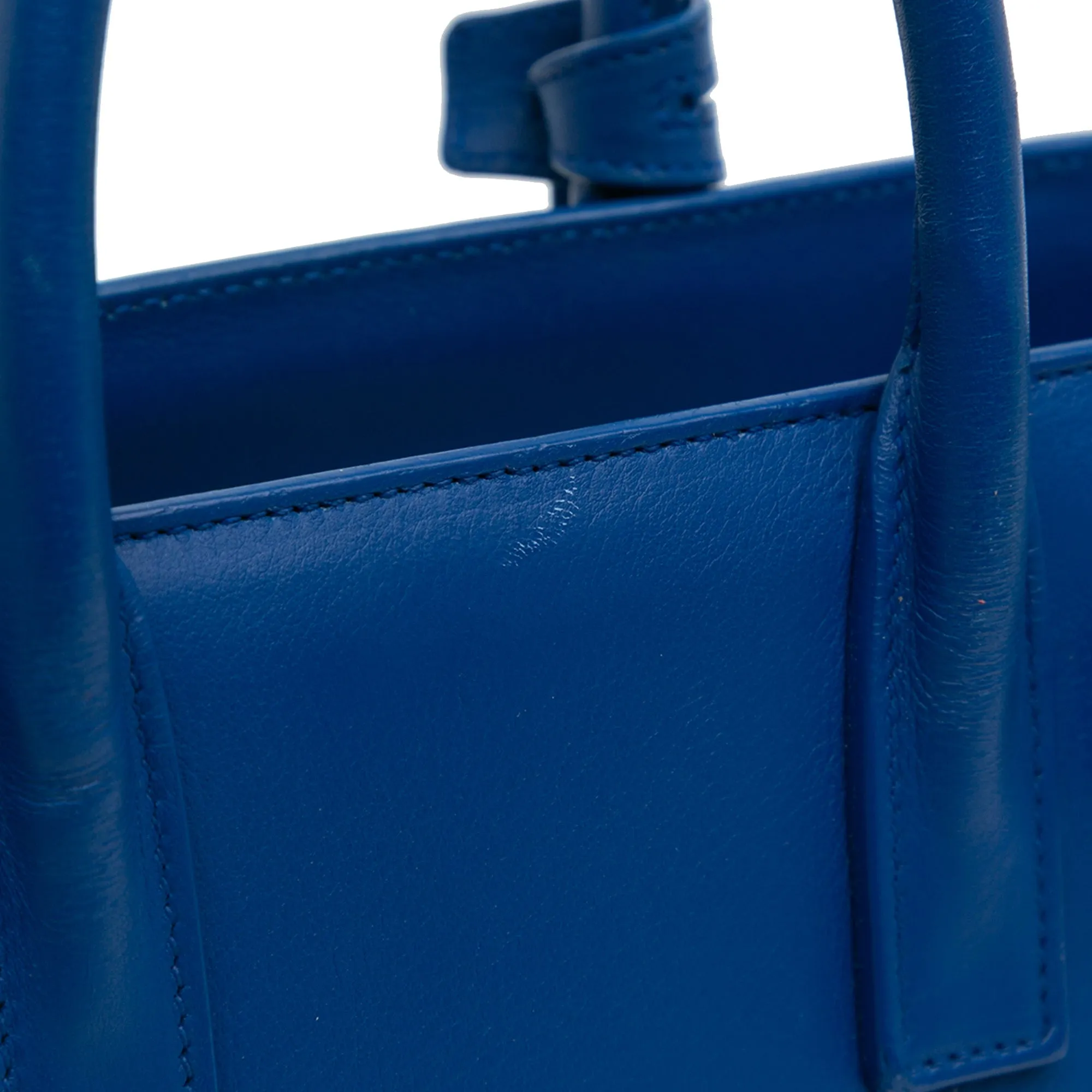 Blue Saint Laurent Nano Leather Sac De Jour Satchel