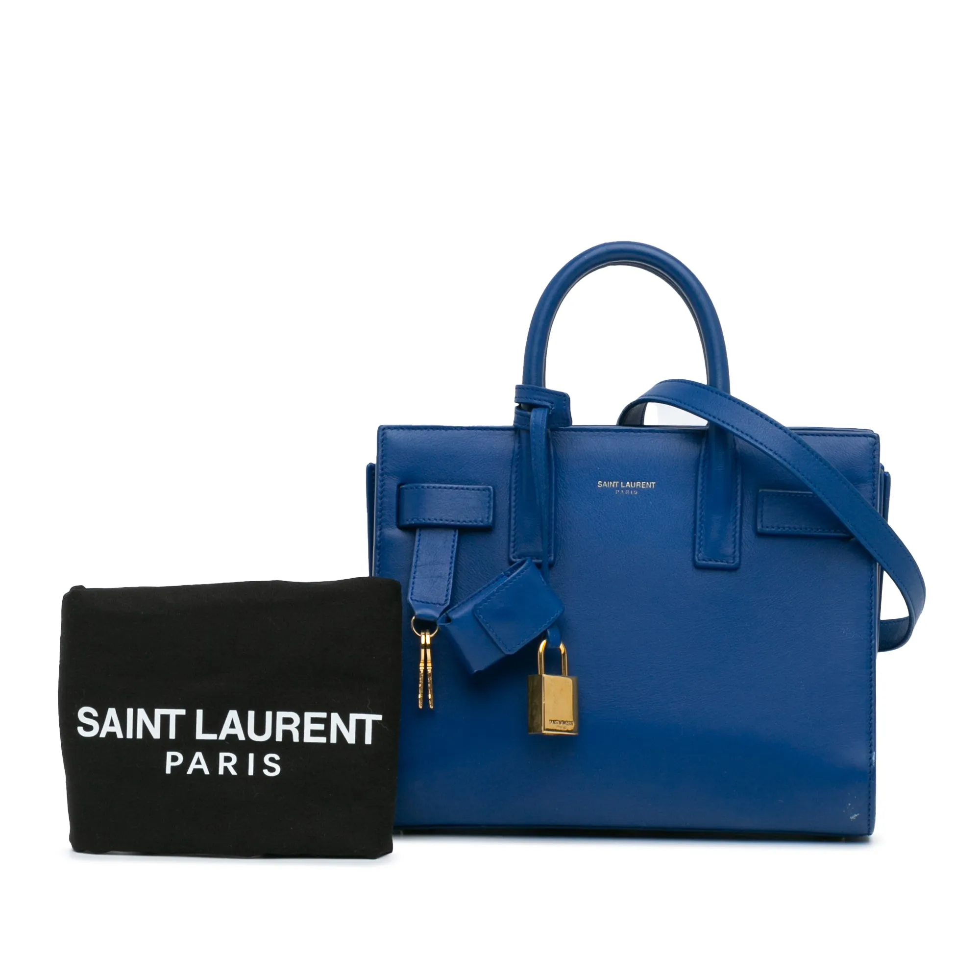 Blue Saint Laurent Nano Leather Sac De Jour Satchel