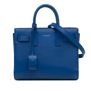 Blue Saint Laurent Nano Leather Sac De Jour Satchel