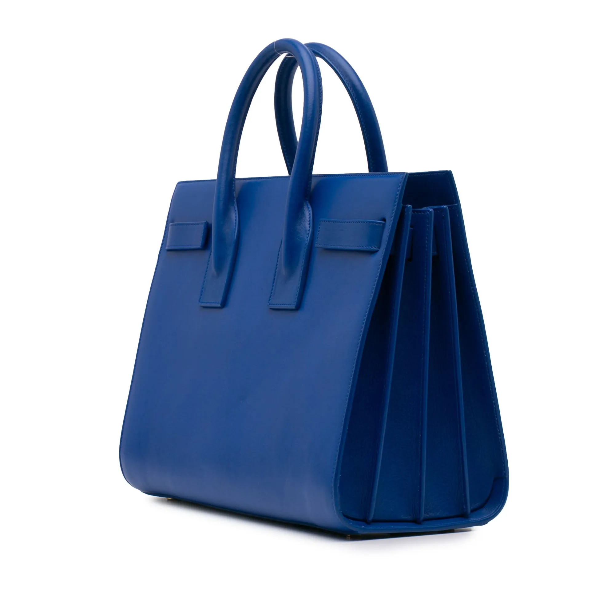 Blue Saint Laurent Small Leather Sac De Jour Satchel