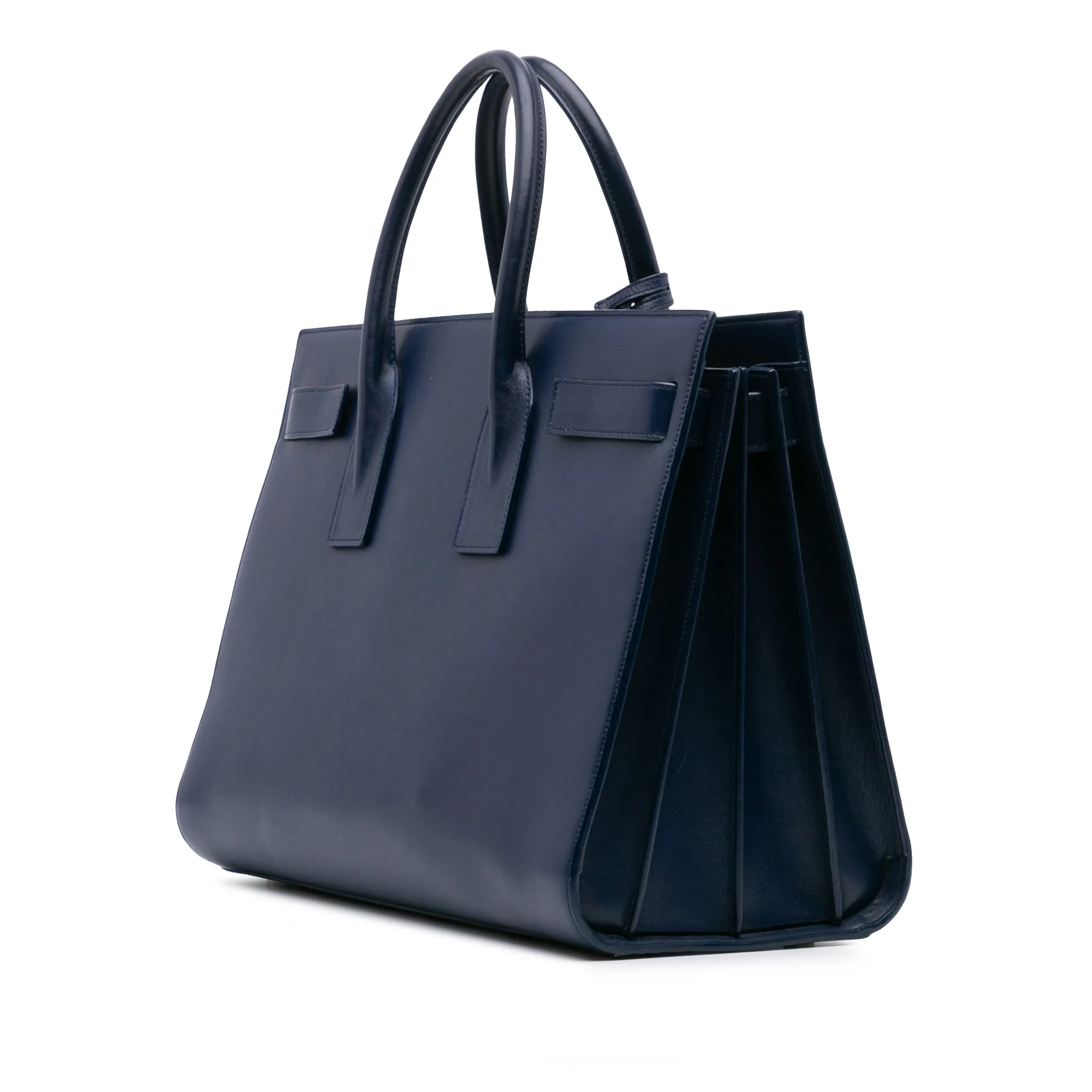 Blue Saint Laurent Small Leather Sac De Jour Satchel