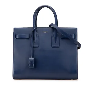 Blue Saint Laurent Small Leather Sac De Jour Satchel