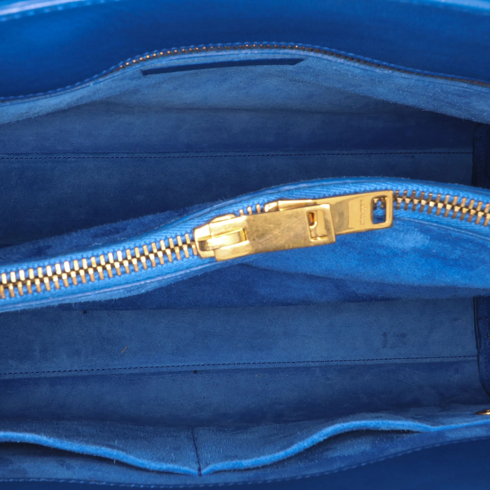 Blue Saint Laurent Small Leather Sac De Jour Satchel