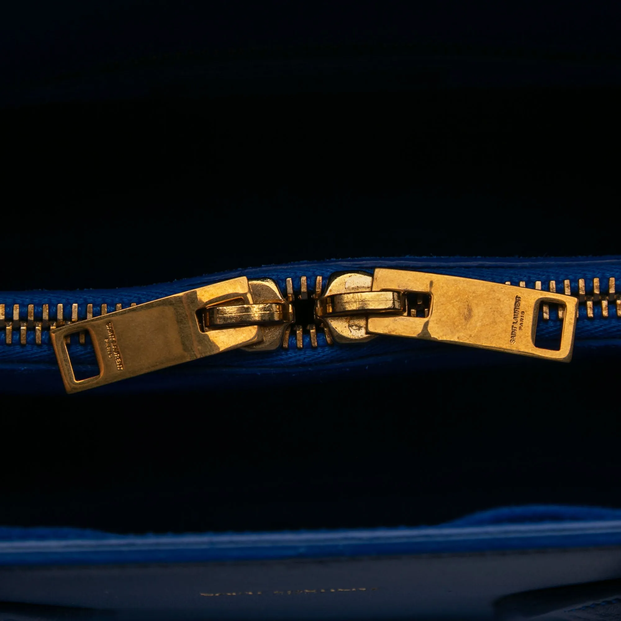 Blue Saint Laurent Small Leather Sac De Jour Satchel