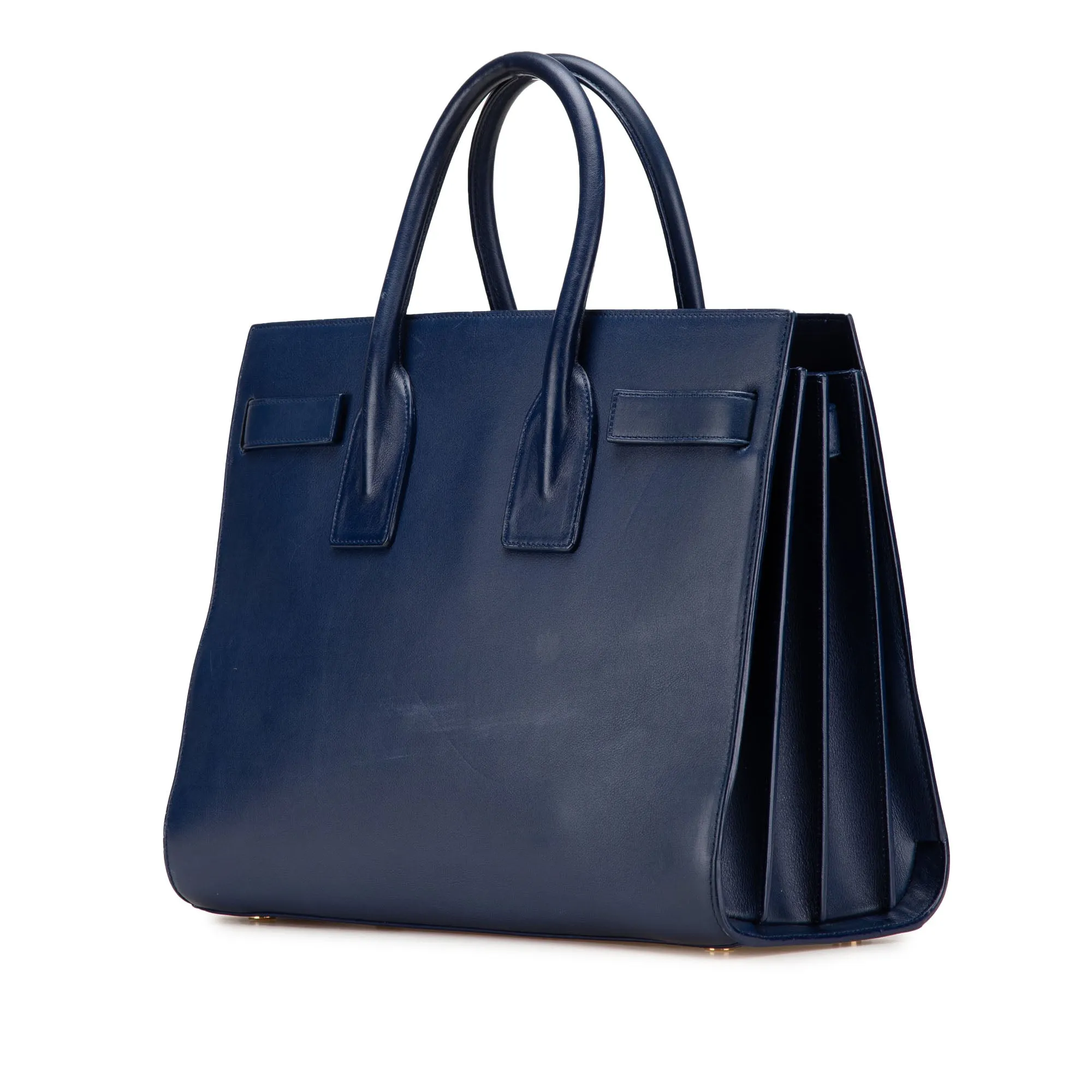 Blue Saint Laurent Small Leather Sac De Jour Satchel
