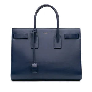 Blue Saint Laurent Small Leather Sac De Jour Satchel