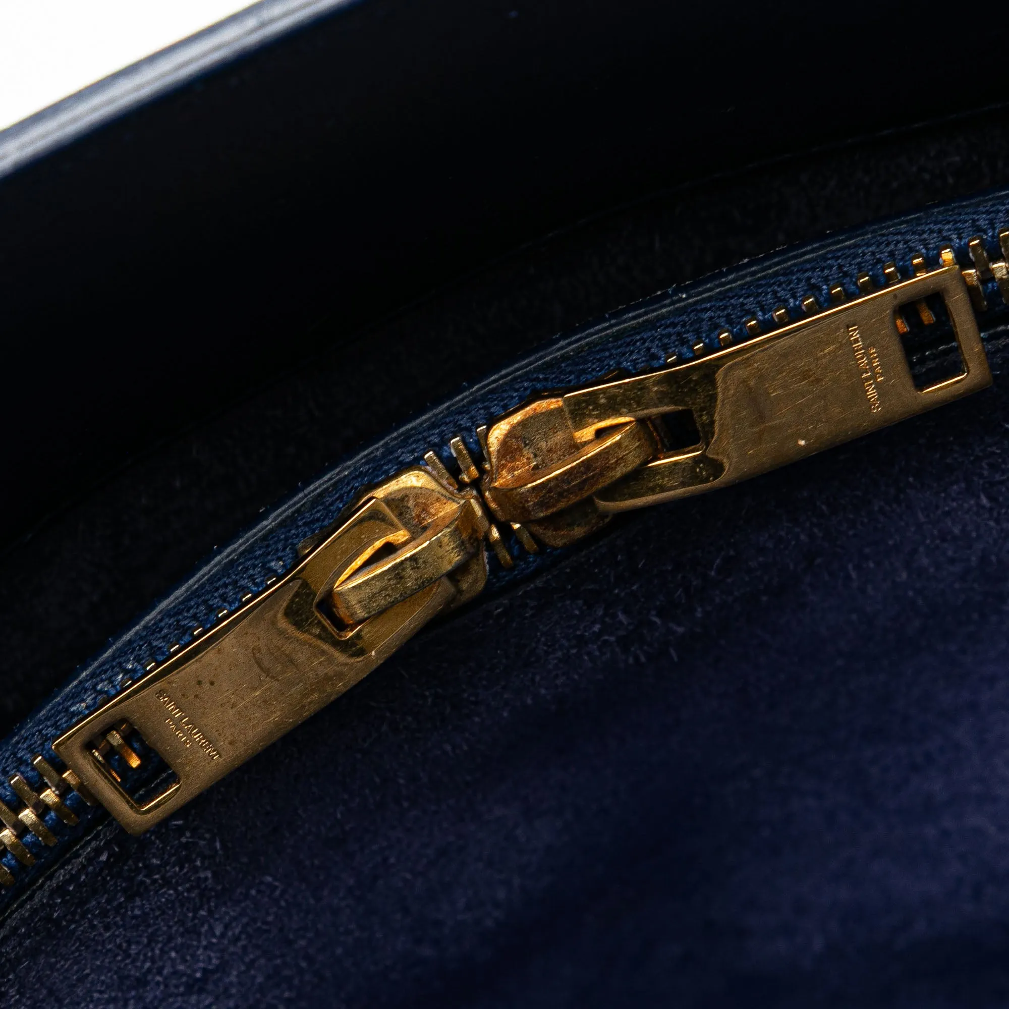 Blue Saint Laurent Small Leather Sac De Jour Satchel