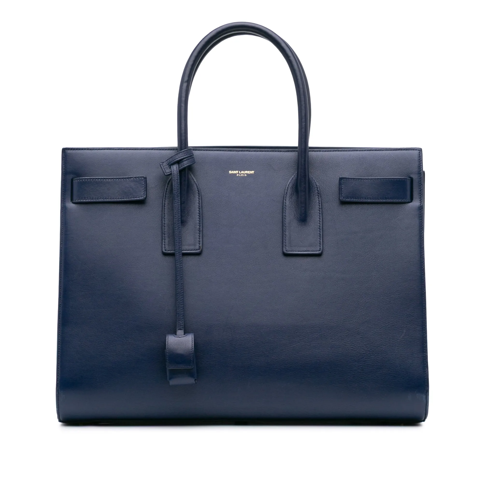Blue Saint Laurent Small Leather Sac De Jour Satchel