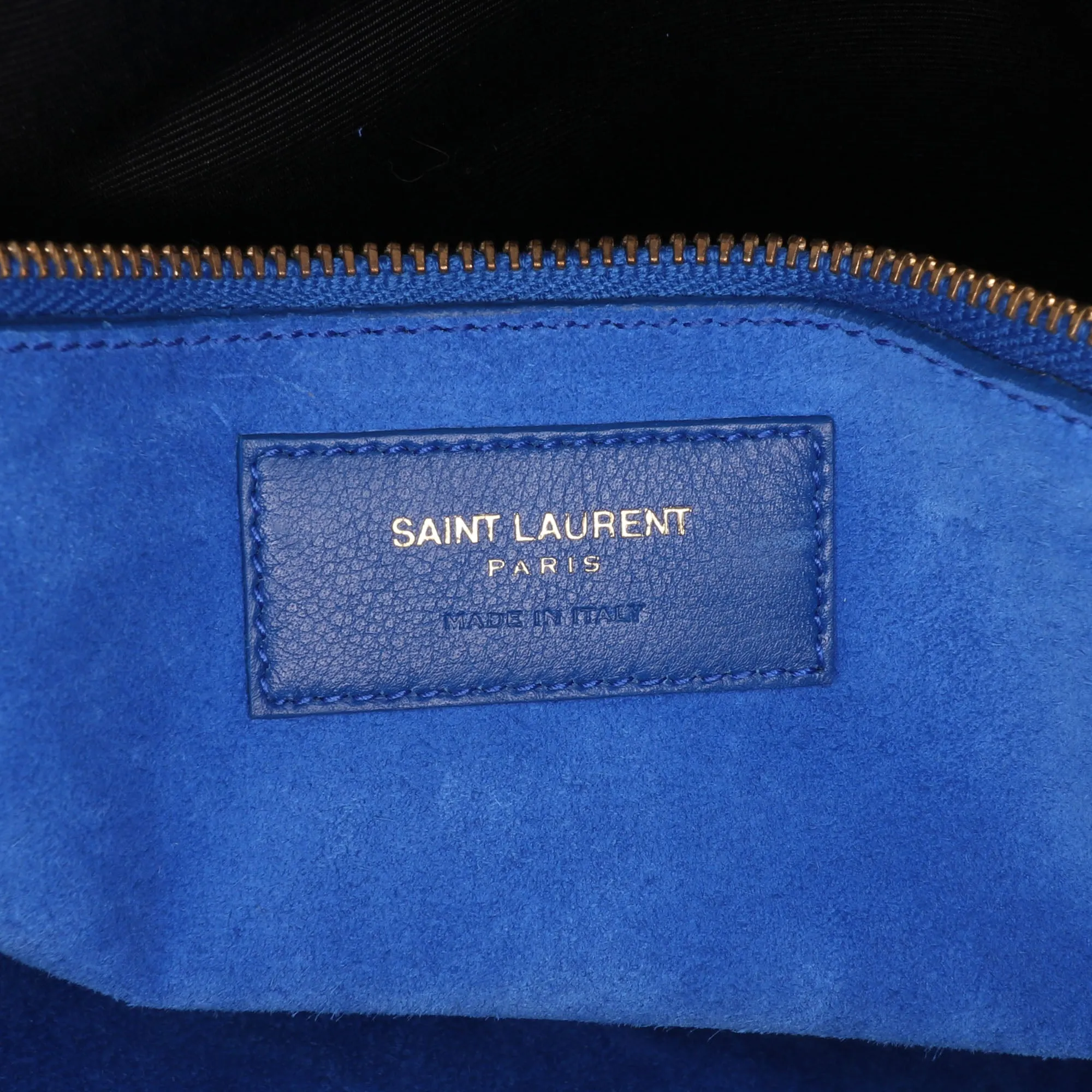 Blue Saint Laurent Small Leather Sac De Jour Satchel
