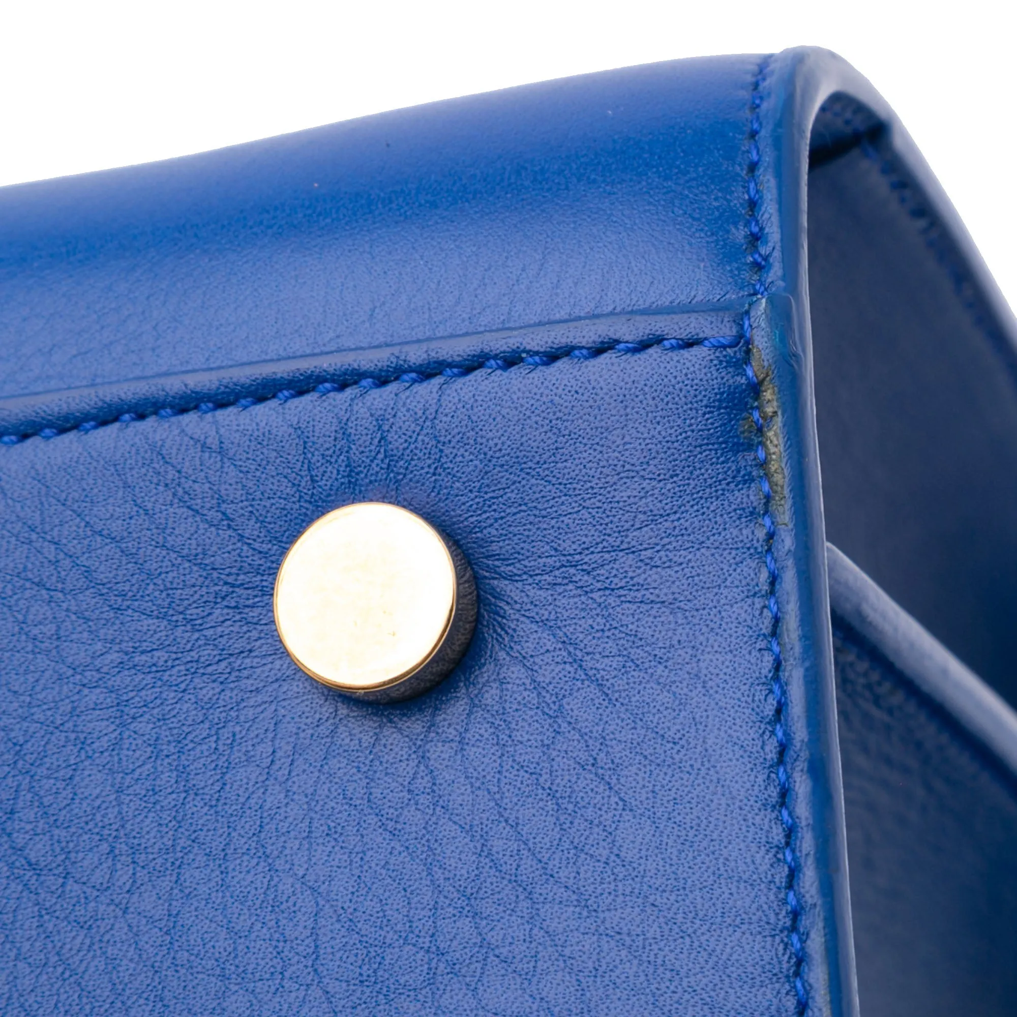 Blue Saint Laurent Small Leather Sac De Jour Satchel