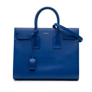 Blue Saint Laurent Small Leather Sac De Jour Satchel