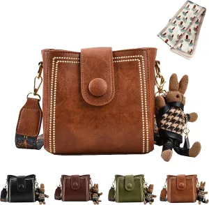 Bootara Bucket Bag, Bootara Womens Retro Water Bucket Shoulder Bag, with Adjustable Wide Shoulder Strap, Bunny Charm