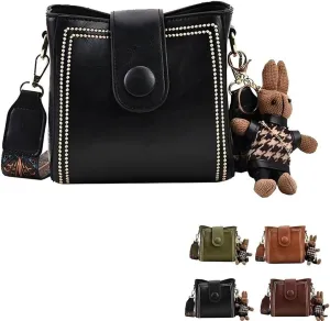 Bootara Bucket Bag, Vintage Crossbody Bag With Adjustable Wider Shoulder Strap, with Cute Rabbit Pendant