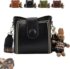 Bootara Bucket Bag,Bootara Vintage Bunny Charm Bucket Bag,Large Capacity Adjustable Trendy Crossbody Bags for Women