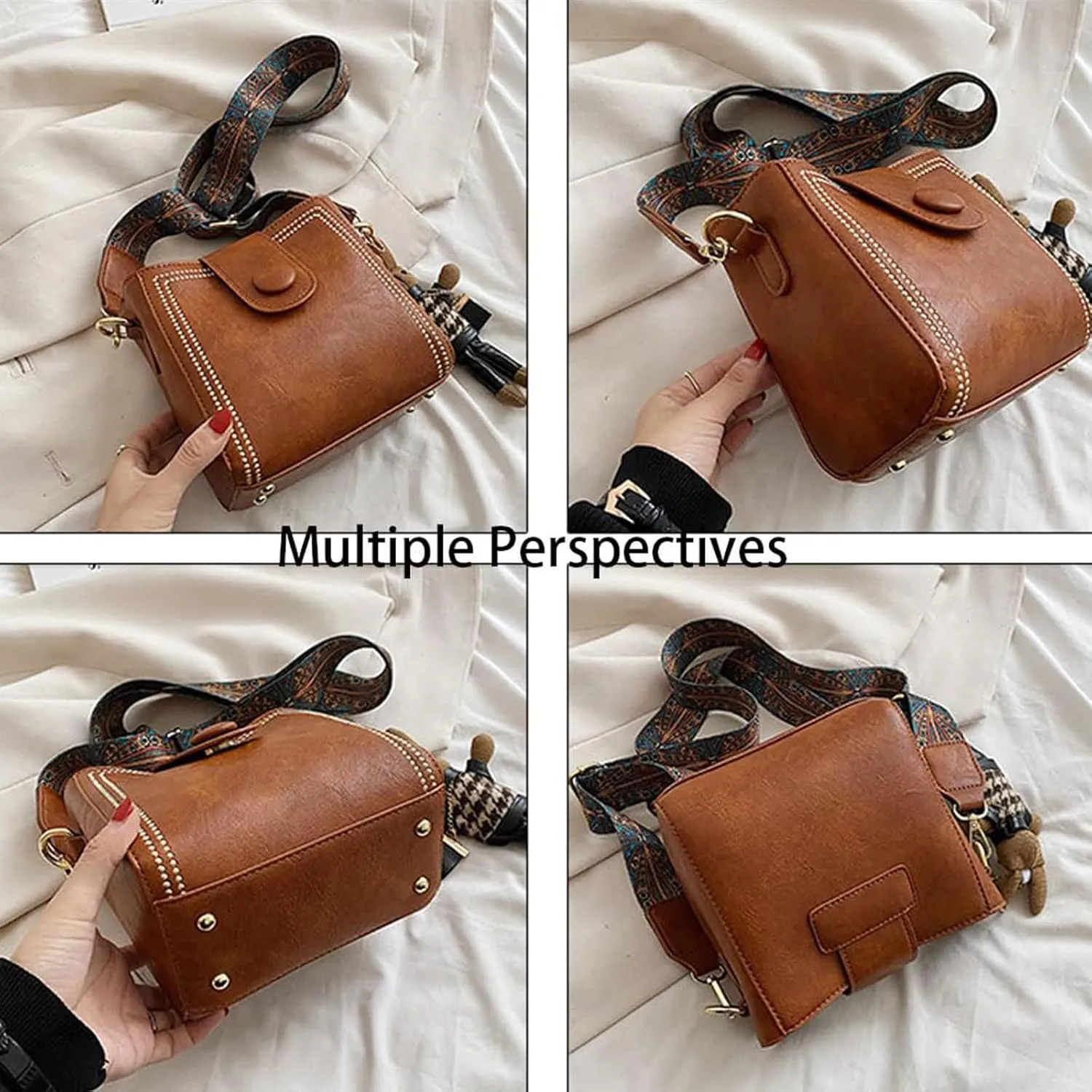 Bootara Bucket Bag,Bootara Vintage Bunny Charm Bucket Bag,Large Capacity Adjustable Trendy Crossbody Bags for Women