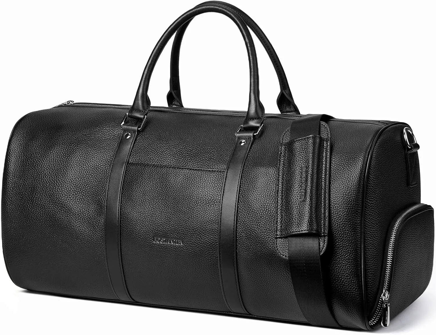 BOSTANTEN Genuine Leather Travel Weekender Overnight Duffel Bag Gym Sports Luggage Bags for Men Large Black