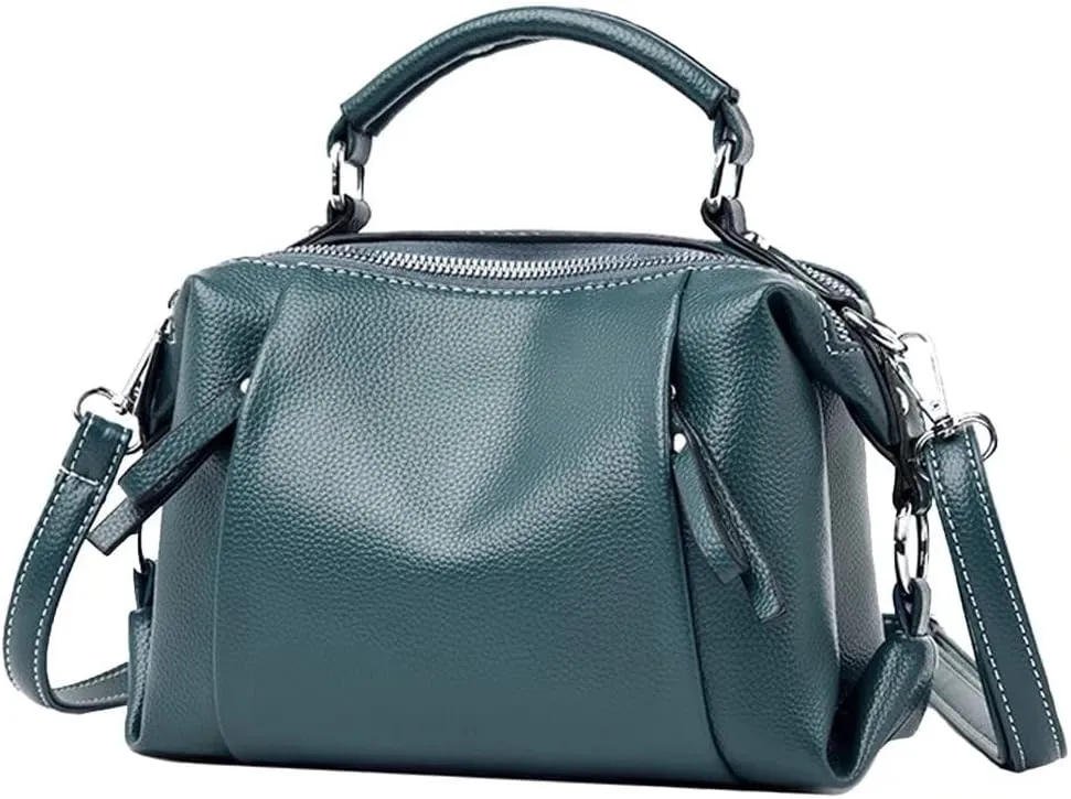 Boston Bag for Women Top Handle Handbag Large Capacity Shoulder Bag Leather Crossbody Bag Retro Purse