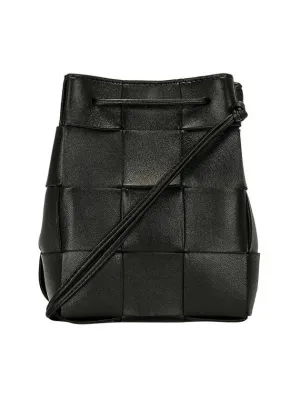 Bottega Veneta Intrecciato Cassette Small Bucket Bag Black