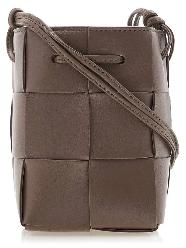 Bottega Veneta Intrecciato Cassette Small Bucket Bag Taupe Grey